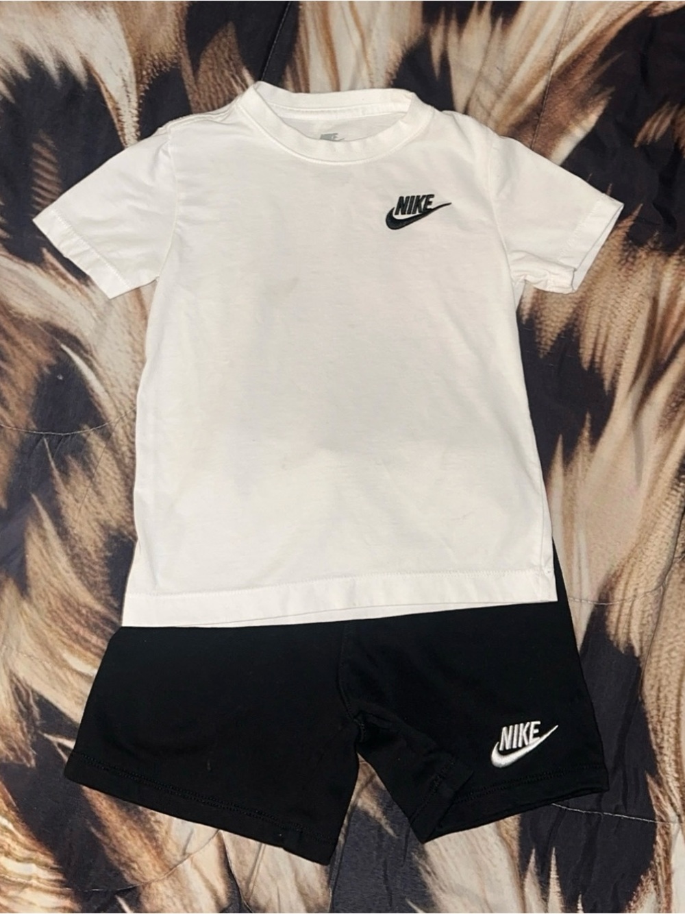 Nike White Tee with Black Logo - Kids